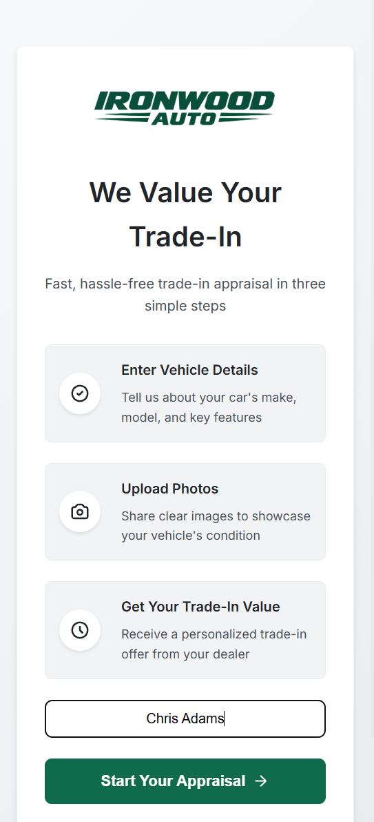 Ironwood Auto trade-in portal